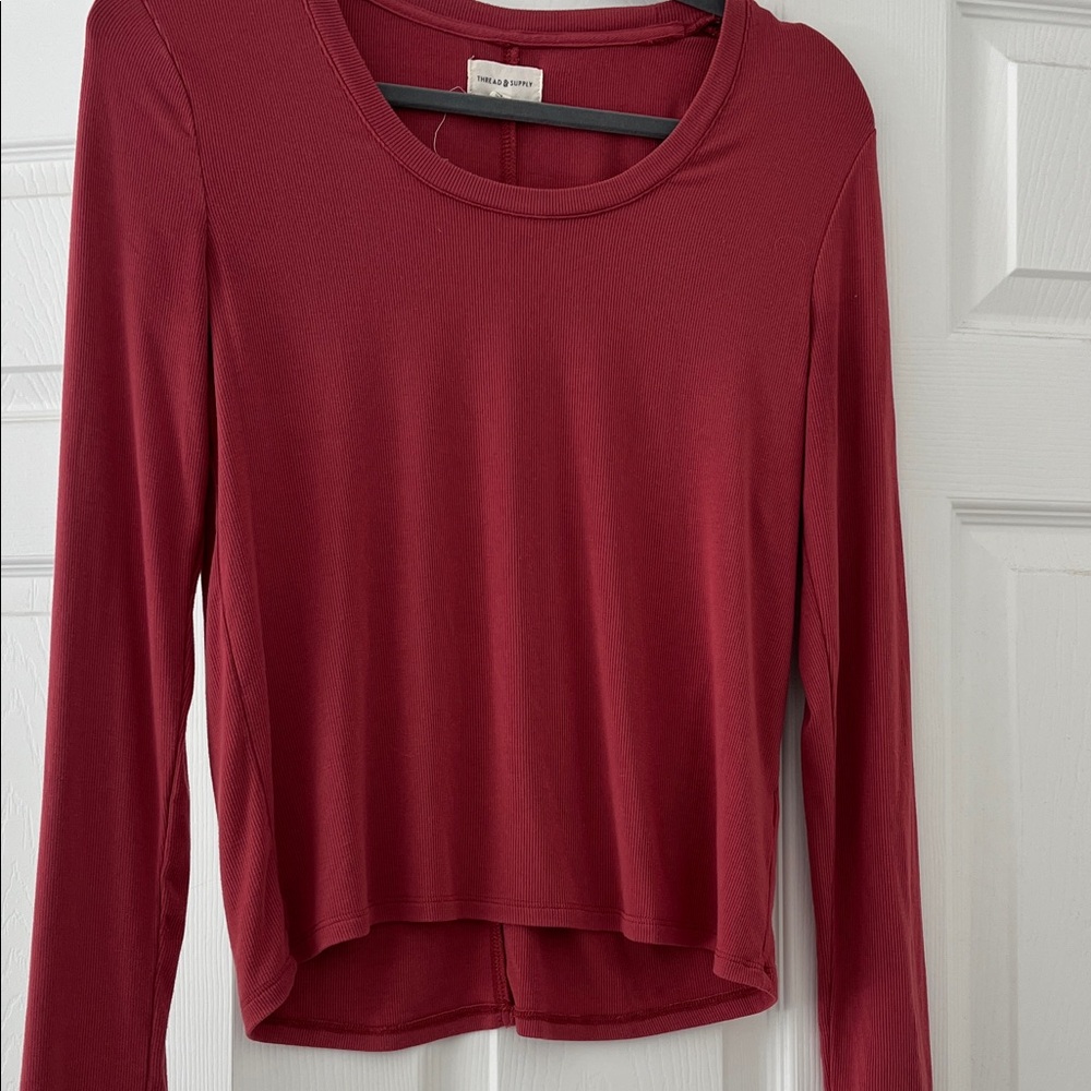 Thread & Supply Burgundy Long Sleeve Top